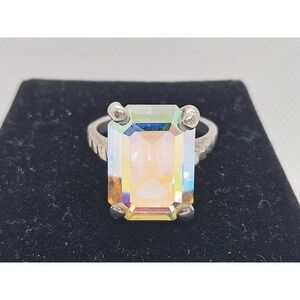 Sterling Silver 925 Mystic Topaz Cocktail Ring Size 9